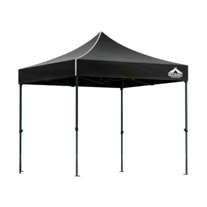 Instahut Gazebo Pop Up Marquee 3x3m Folding Tent Wedding Outdoor Camping Canopy Gazebos Shade Black - Mekamart Australia