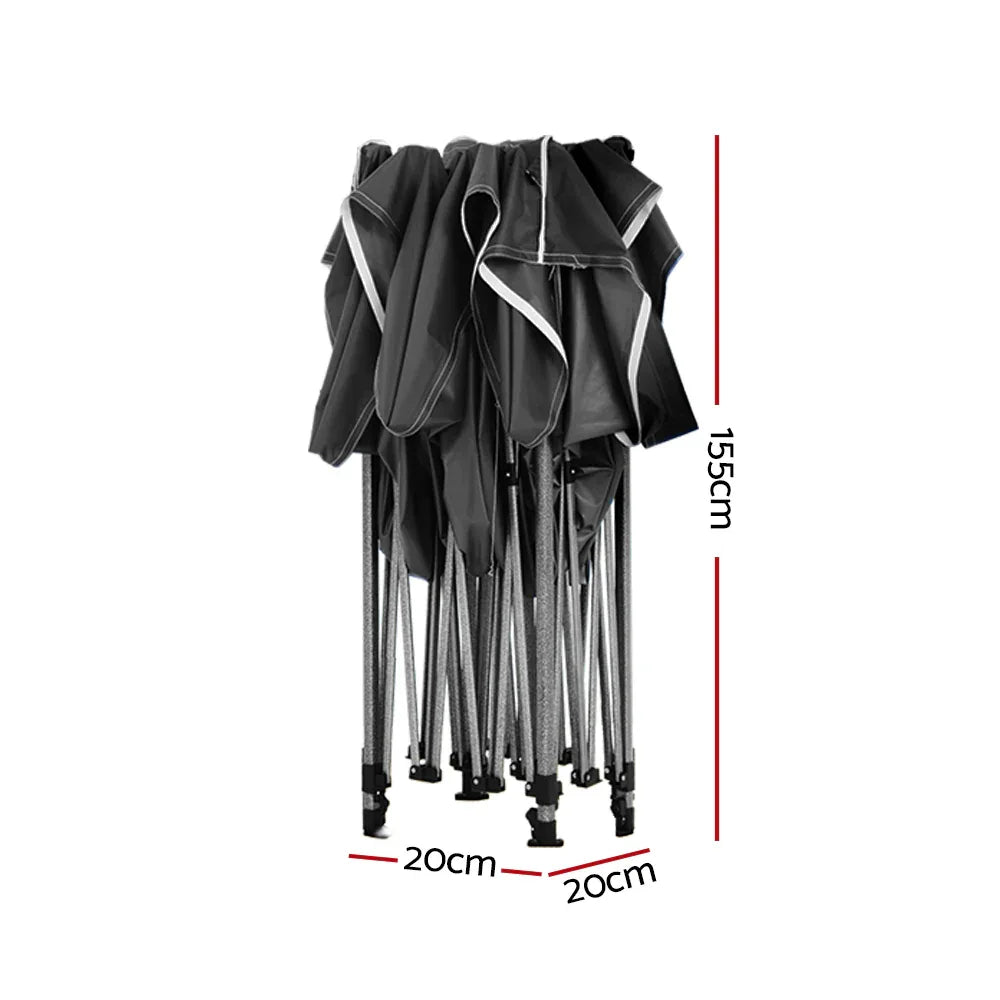 Instahut Gazebo Pop Up Marquee 3x3m Folding Tent Wedding Outdoor Camping Canopy Gazebos Shade Black - Mekamart Australia