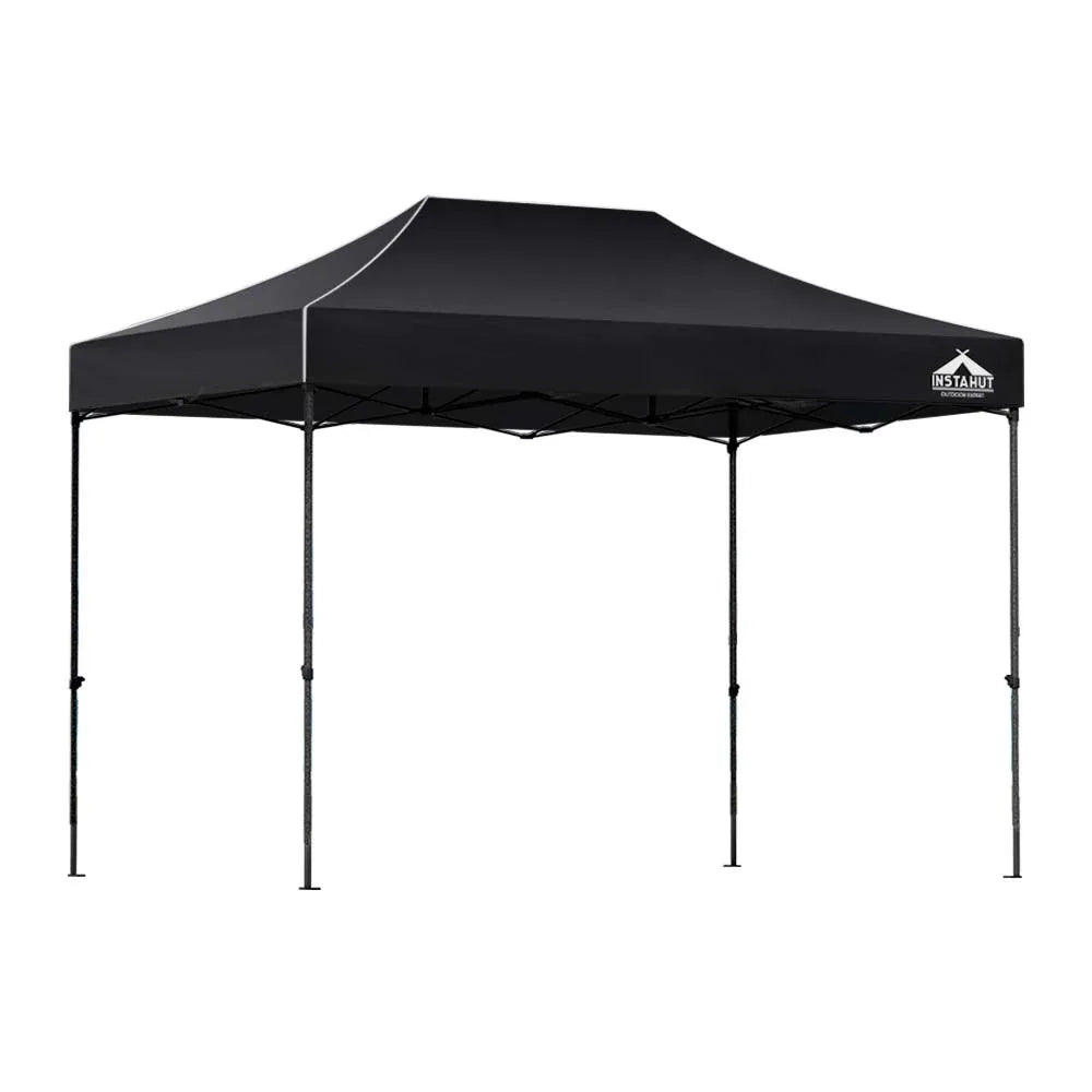 Instahut Gazebo Pop Up Marquee 3x4.5 Folding Tent 500D Wedding Camping Black - Mekamart Australia