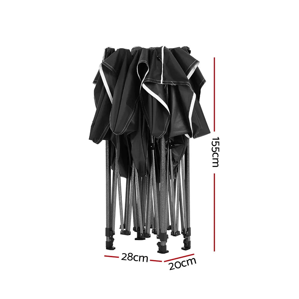 Instahut Gazebo Pop Up Marquee 3x4.5 Folding Tent 500D Wedding Camping Black - Mekamart Australia
