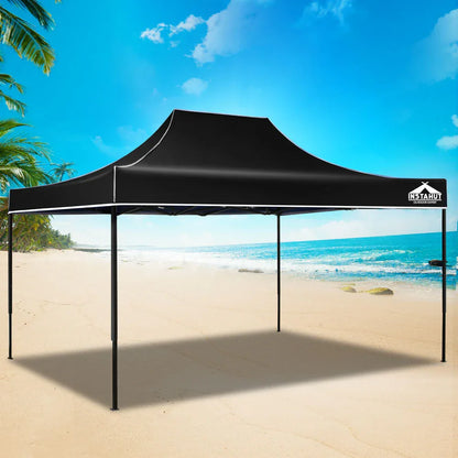 Instahut Gazebo Pop Up Marquee 3x4.5 Folding Tent 500D Wedding Camping Black - Mekamart Australia