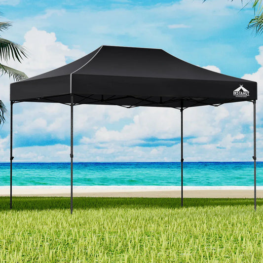 Instahut Gazebo Pop Up Marquee 3x4.5 Folding Tent 500D Wedding Camping Black - Mekamart Australia