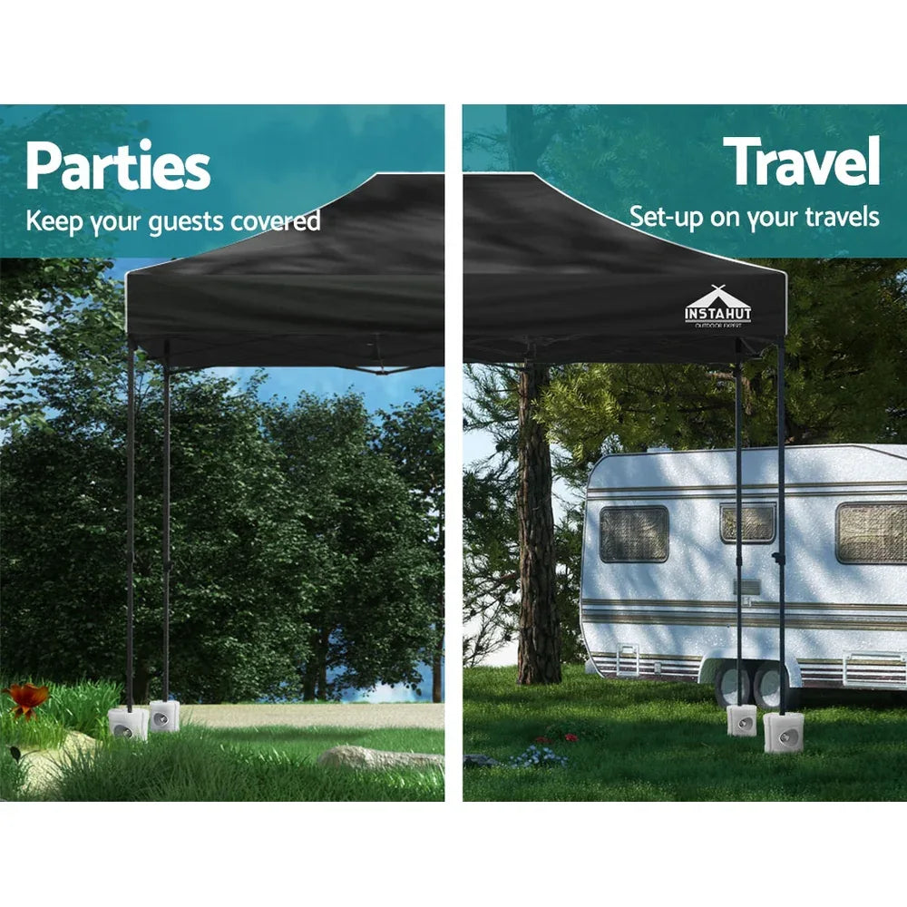 Instahut Gazebo Pop Up Marquee 3x4.5 Folding 500D Wedding Tent Base Pod Black - Mekamart Australia