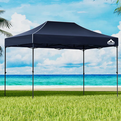 Instahut Gazebo Pop Up 3x4.5m w/Base Podx4 Marquee Folding Outdoor Wedding Camping Tent Shade Canopy Navy - Mekamart Australia