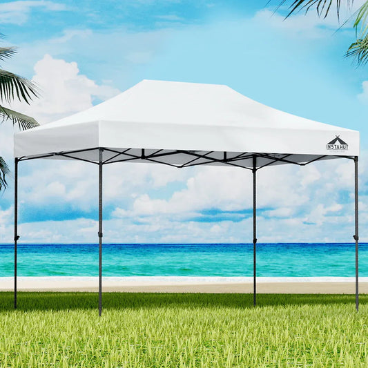 Instahut Gazebo Pop Up Marquee 3x4.5 Folding Tent 500D Oxford Fabric White - Mekamart Australia