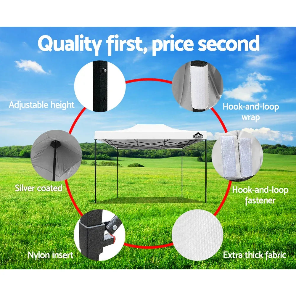 Instahut Gazebo Pop Up Marquee 3x4.5 Folding Tent 500D Oxford Fabric White - Mekamart Australia