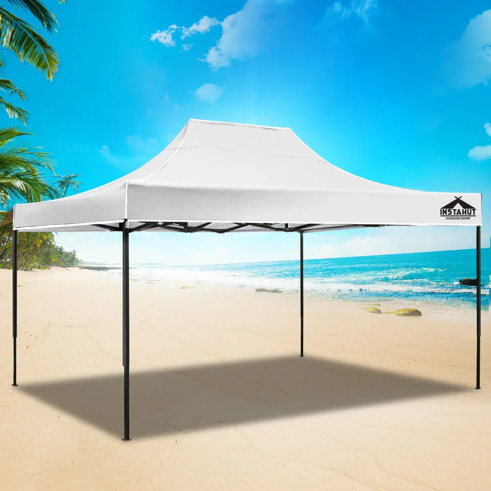 Instahut Gazebo Pop Up Marquee 3x4.5 Folding Tent 500D Oxford Fabric White - Mekamart Australia