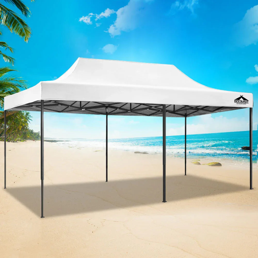 Instahut Gazebo Pop Up Marquee 3x6 Folding Tent Wedding 500D Oxford Fabric White - Mekamart Australia