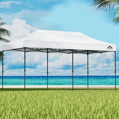 Instahut Gazebo Pop Up Marquee 3x6 Folding Tent Wedding 500D Oxford Fabric White - Mekamart Australia