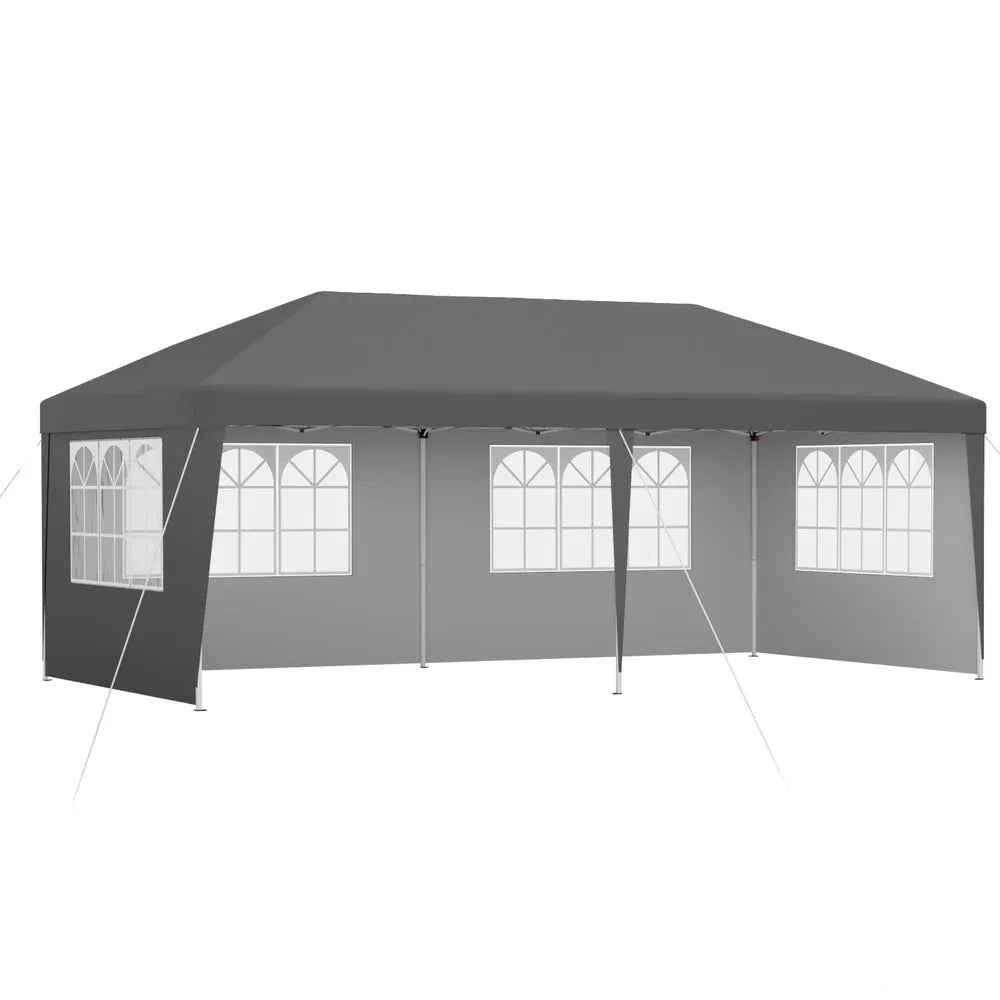 Instahut Gazebo 3x6m Pop Up Marquee Wedding Party Outdoor Camping Canopy Grey - Mekamart Australia
