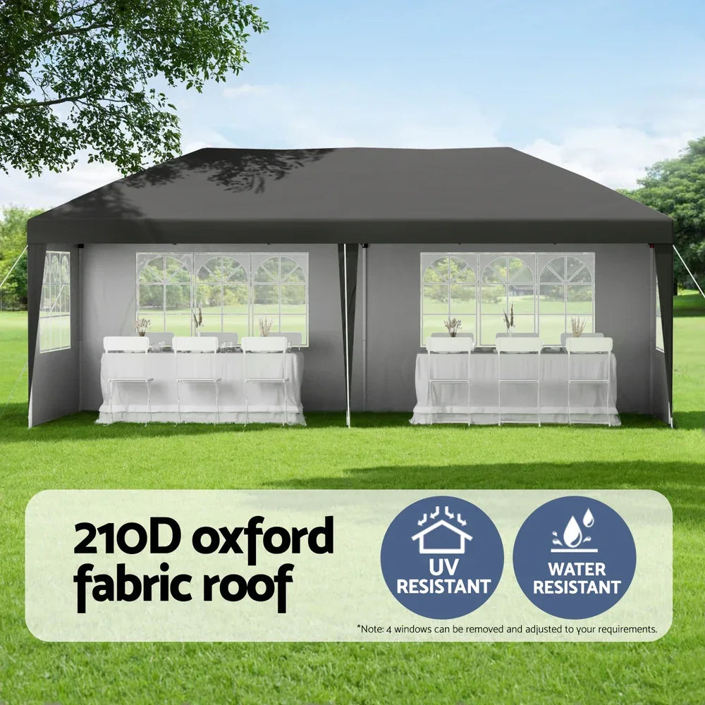 Instahut Gazebo 3x6m Pop Up Marquee Wedding Party Outdoor Camping Canopy Grey - Mekamart Australia