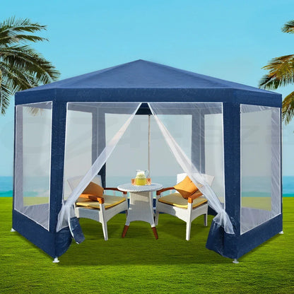 Instahut Gazebo?2x2m Marquee Wedding Party Tent Outdoor Camping Mesh Wall Canopy Shade Gazebos Navy - Mekamart Australia