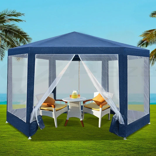 Instahut Gazebo?2x2m Marquee Wedding Party Tent Outdoor Camping Mesh Wall Canopy Shade Gazebos Navy - Mekamart Australia