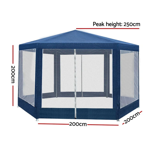 Instahut Gazebo?2x2m Marquee Wedding Party Tent Outdoor Camping Mesh Wall Canopy Shade Gazebos Navy - Mekamart Australia
