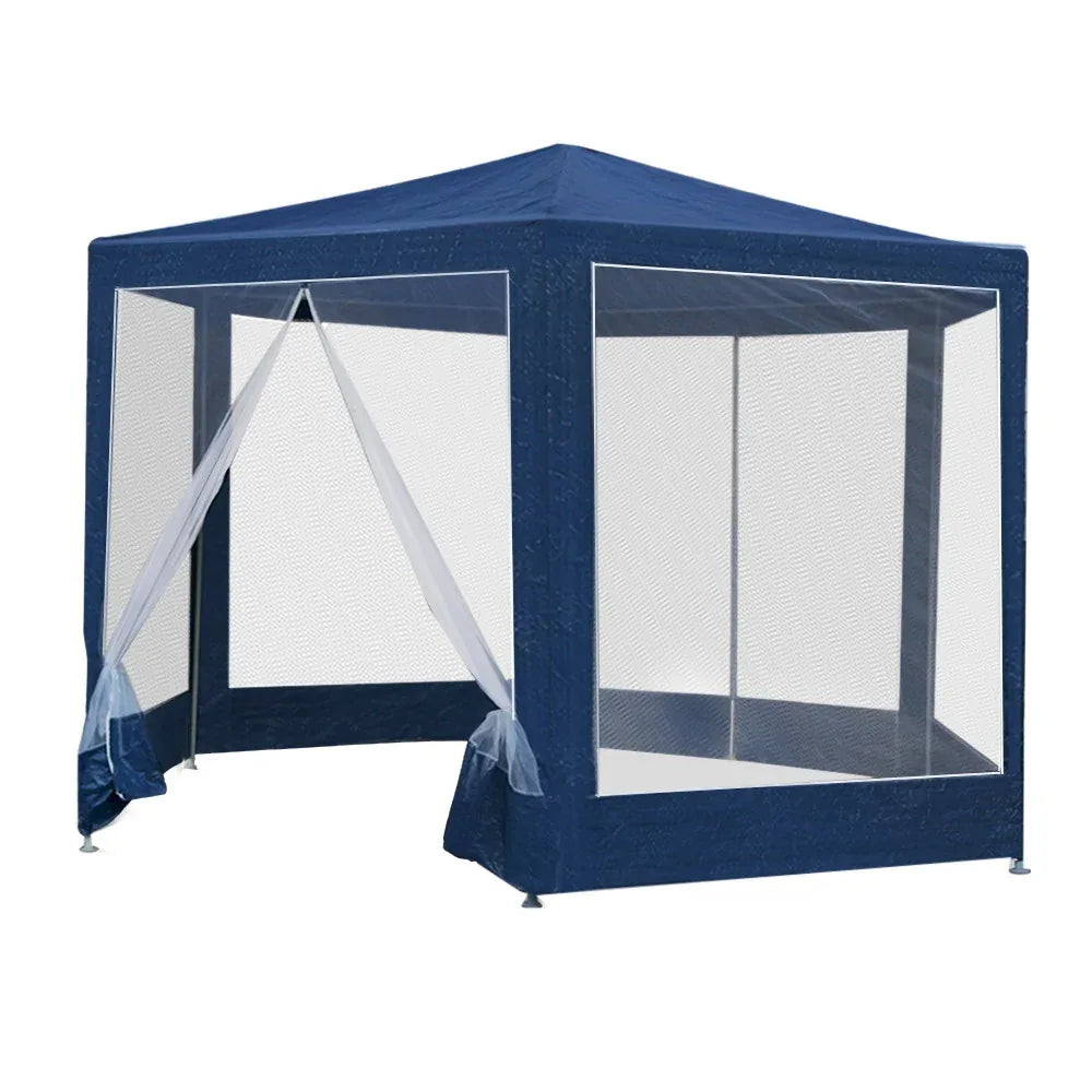 Instahut Gazebo?2x2m Marquee Wedding Party Tent Outdoor Camping Mesh Wall Canopy Shade Gazebos Navy - Mekamart Australia
