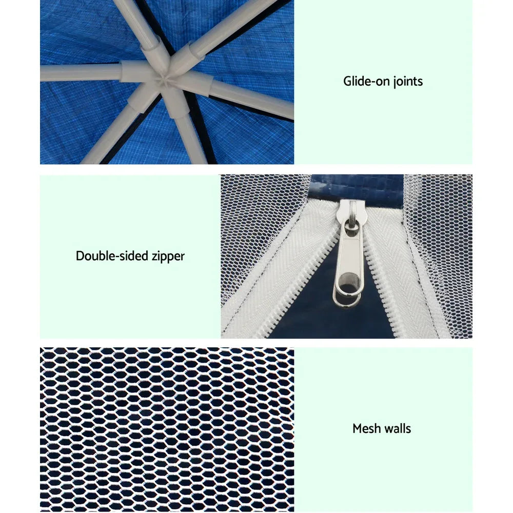 Instahut Gazebo?2x2m Marquee Wedding Party Tent Outdoor Camping Mesh Wall Canopy Shade Gazebos Navy - Mekamart Australia