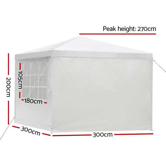 Instahut Gazebo 3x3m Marquee Wedding Party Tent Outdoor Camping Side Wall Canopy Window Panel White - Mekamart Australia