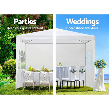 Instahut Gazebo 3x3m Marquee Wedding Party Tent Outdoor Camping Side Wall Canopy Window Panel White - Mekamart Australia