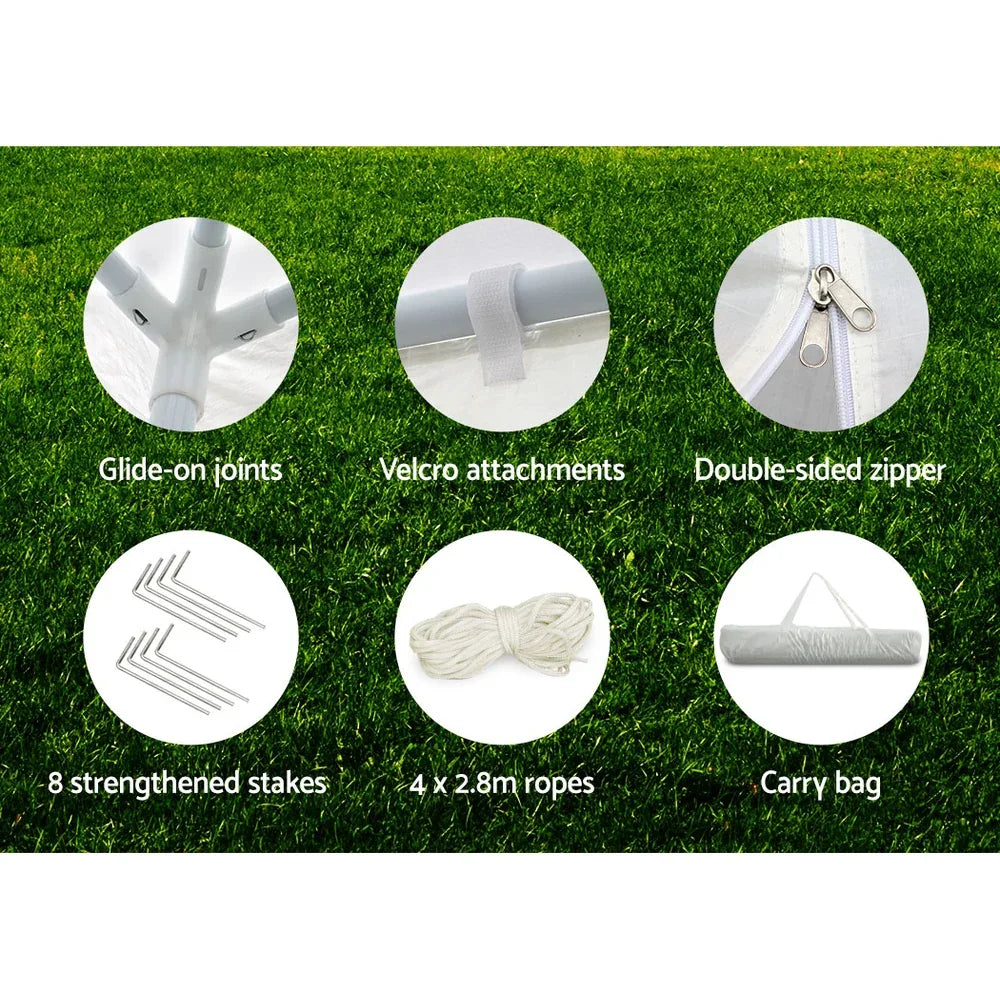 Instahut Gazebo 3x3m Marquee Wedding Party Tent Outdoor Camping Side Wall Canopy Window Panel White - Mekamart Australia
