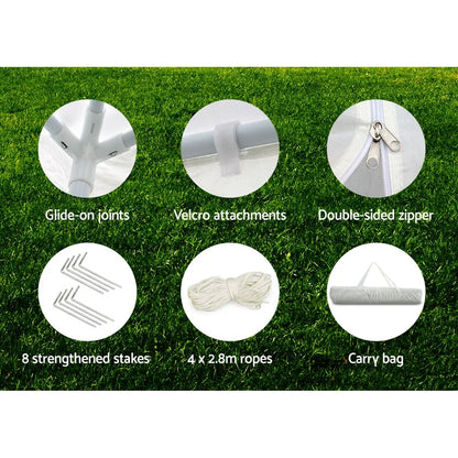 Instahut Gazebo 3x3m Marquee Wedding Party Tent Outdoor Camping Side Wall Canopy Window Panel White - Mekamart Australia
