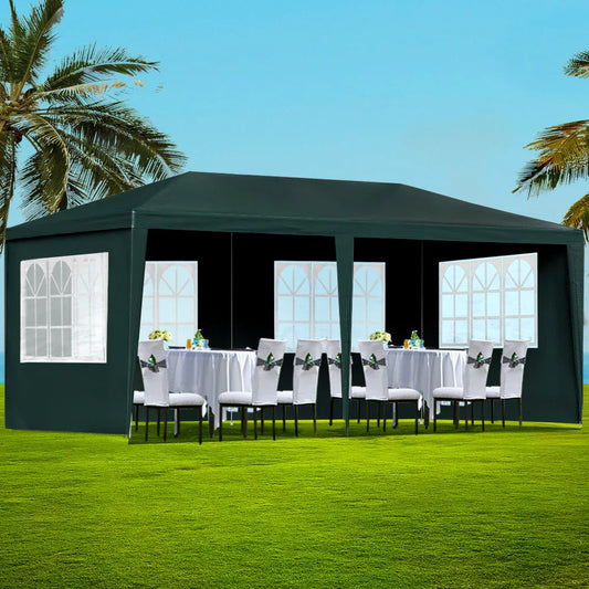 Instahut Gazebo 3x6m Marquee Wedding Party Tent Outdoor Camping Side Wall Canopy 4 Panel Green - Mekamart Australia
