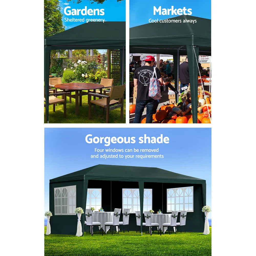 Instahut Gazebo 3x6m Marquee Wedding Party Tent Outdoor Camping Side Wall Canopy 4 Panel Green - Mekamart Australia