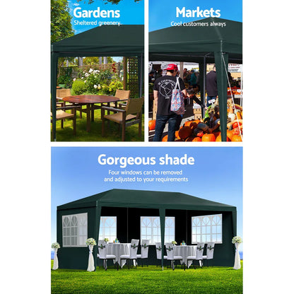 Instahut Gazebo 3x6m Marquee Wedding Party Tent Outdoor Camping Side Wall Canopy 4 Panel Green - Mekamart Australia