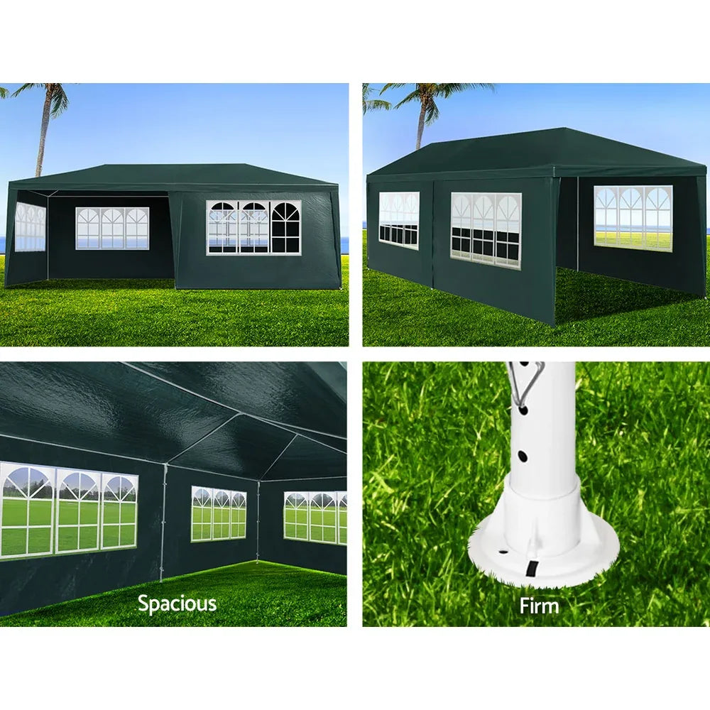 Instahut Gazebo 3x6m Marquee Wedding Party Tent Outdoor Camping Side Wall Canopy 4 Panel Green - Mekamart Australia
