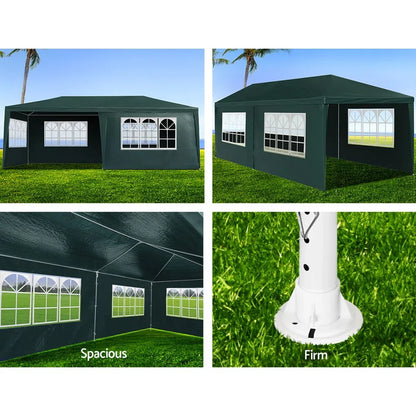 Instahut Gazebo 3x6m Marquee Wedding Party Tent Outdoor Camping Side Wall Canopy 4 Panel Green - Mekamart Australia