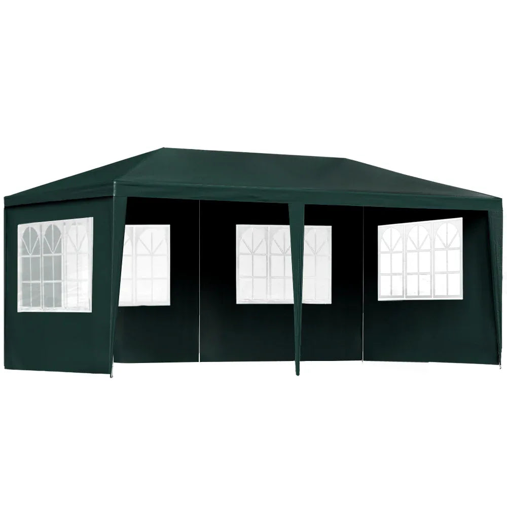 Instahut Gazebo 3x6m Marquee Wedding Party Tent Outdoor Camping Side Wall Canopy 4 Panel Green - Mekamart Australia