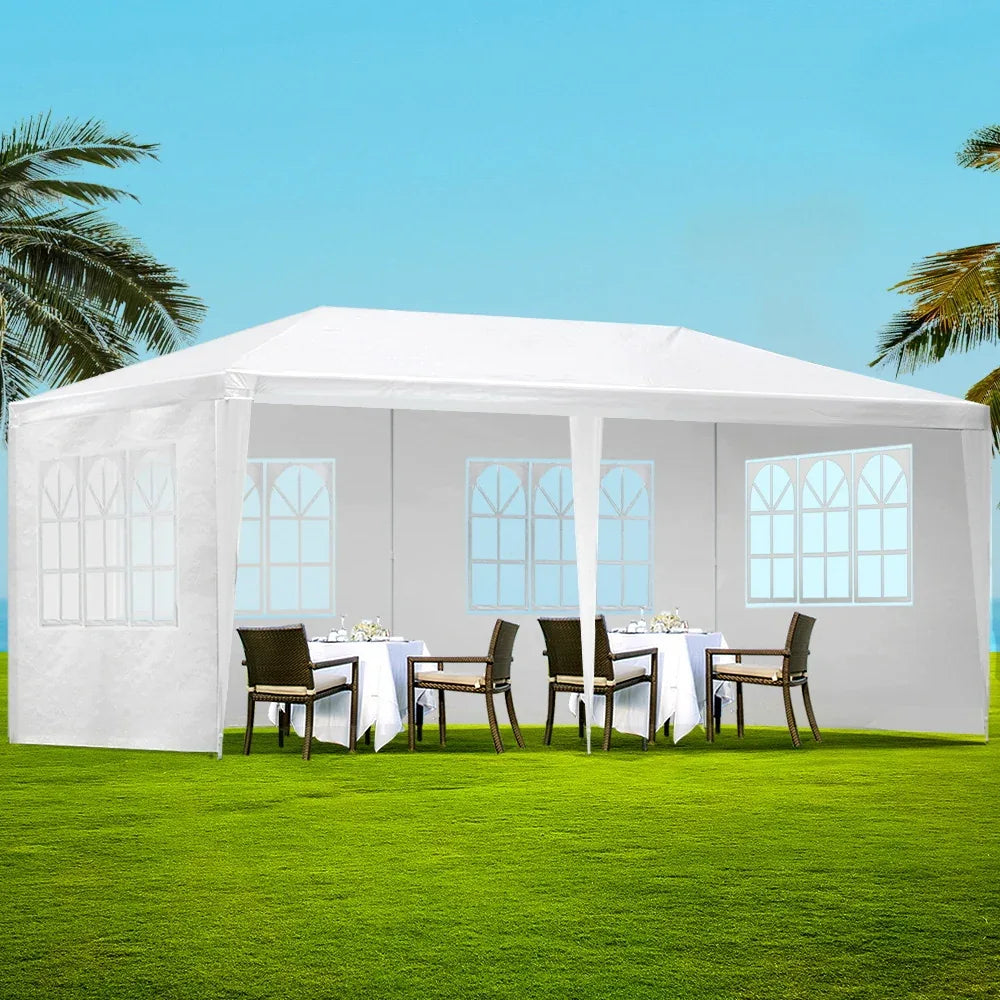 Instahut Gazebo 3x6m Marquee Wedding Party Tent Outdoor Camping Side Wall Canopy 4 Panel White - Mekamart Australia