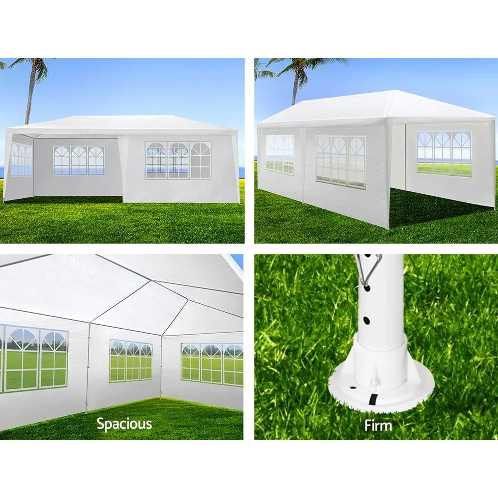 Instahut Gazebo 3x6m Marquee Wedding Party Tent Outdoor Camping Side Wall Canopy 4 Panel White - Mekamart Australia