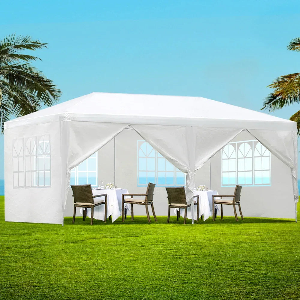 Instahut Gazebo 3x6m Marquee Wedding Party Tent Outdoor Camping Side Wall Canopy 6 Panel White - Mekamart Australia