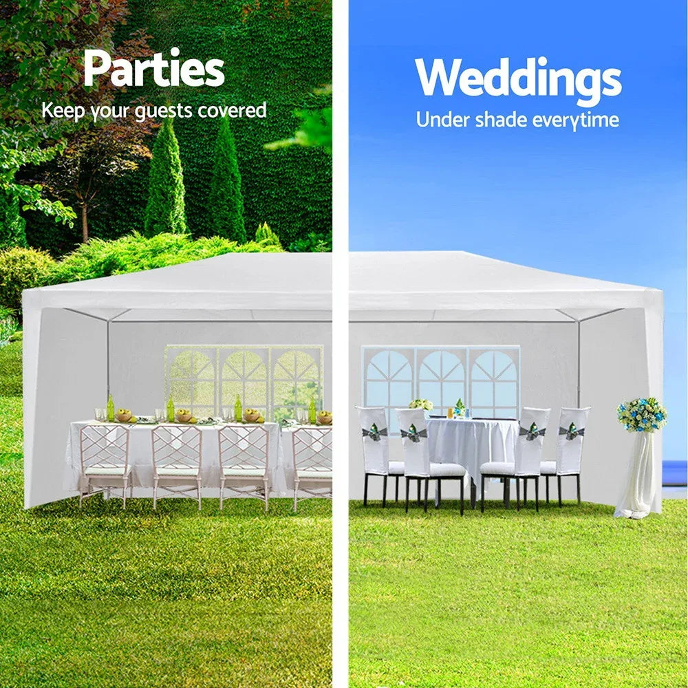 Instahut Gazebo 3x6m Marquee Wedding Party Tent Outdoor Camping Side Wall Canopy 6 Panel White - Mekamart Australia