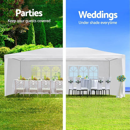 Instahut Gazebo 3x6m Marquee Wedding Party Tent Outdoor Camping Side Wall Canopy 6 Panel White - Mekamart Australia