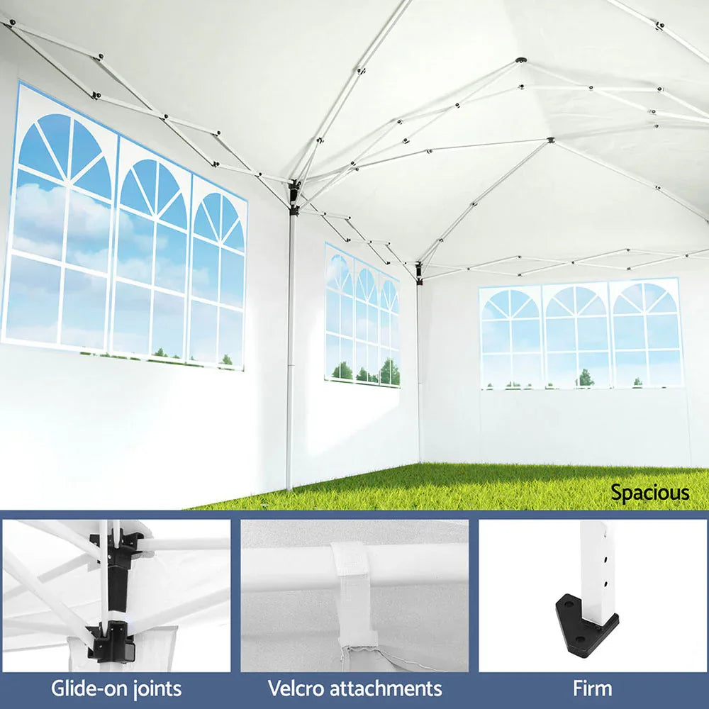 Instahut Gazebo Pop Up Marquee 3x6m Wedding Party Outdoor Camping Tent Canopy Side Wall White - Mekamart Australia
