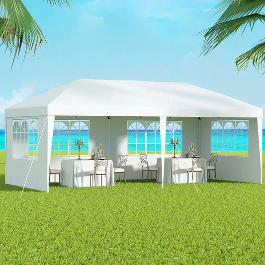 Instahut Gazebo Pop Up Marquee 3x6m Wedding Party Outdoor Camping Tent Canopy Side Wall White - Mekamart Australia