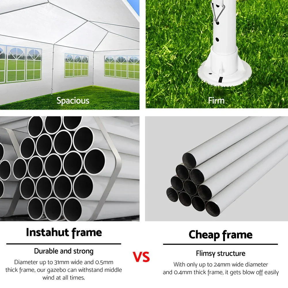 Instahut Gazebo 3x9m Marquee Wedding Party Tent Outdoor Camping Side Wall Canopy 5 Panel White - Mekamart Australia