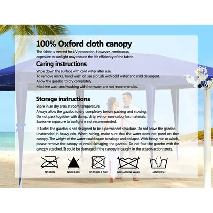 Instahut Gazebo 3x9m Marquee Wedding Party Tent Outdoor Camping Side Wall Canopy 8 Panel Blue - Mekamart Australia