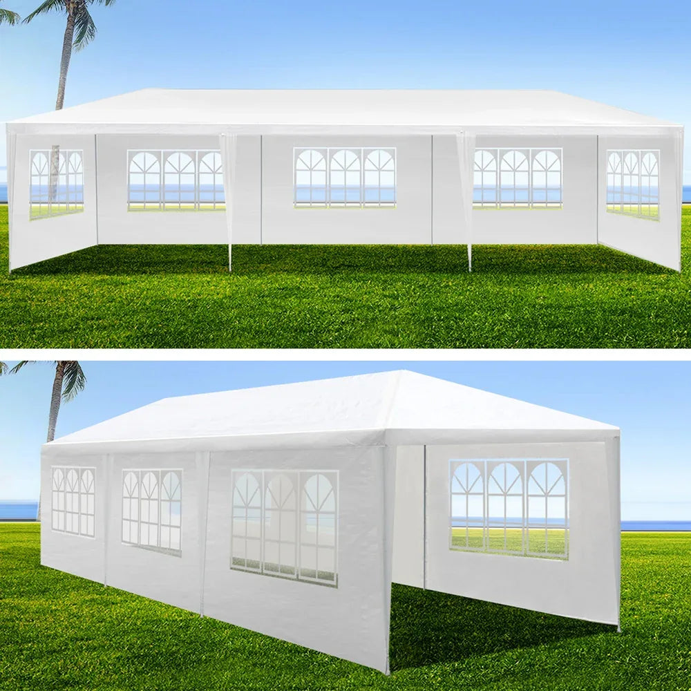 Instahut Gazebo 3x9m Marquee Wedding Party Tent Outdoor Camping Side Wall Canopy 8 Panel White - Mekamart Australia
