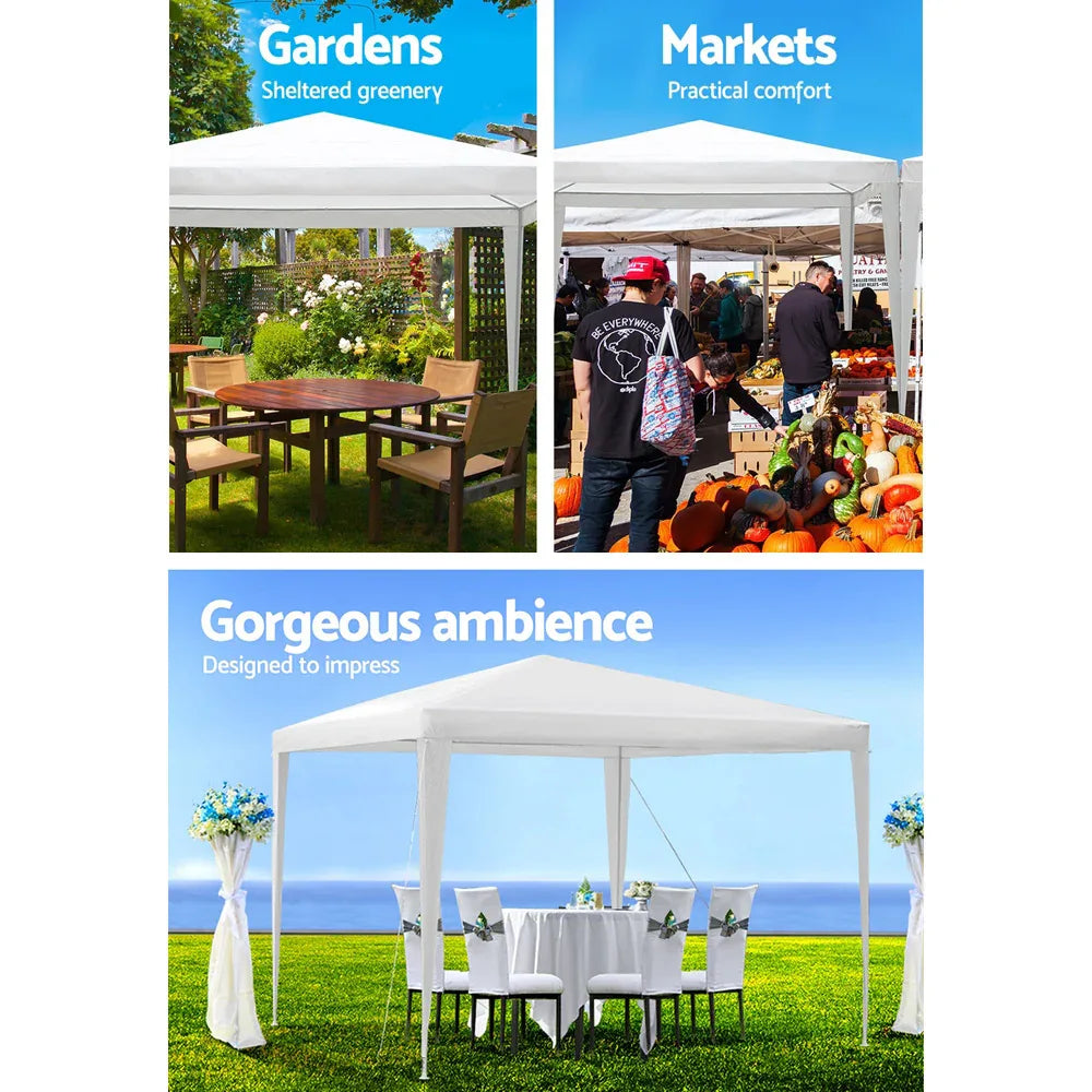Instahut Gazebo 3x3m Wedding Party Marquee Tent Outdoor Event Camping Canopy Shade White - Mekamart Australia