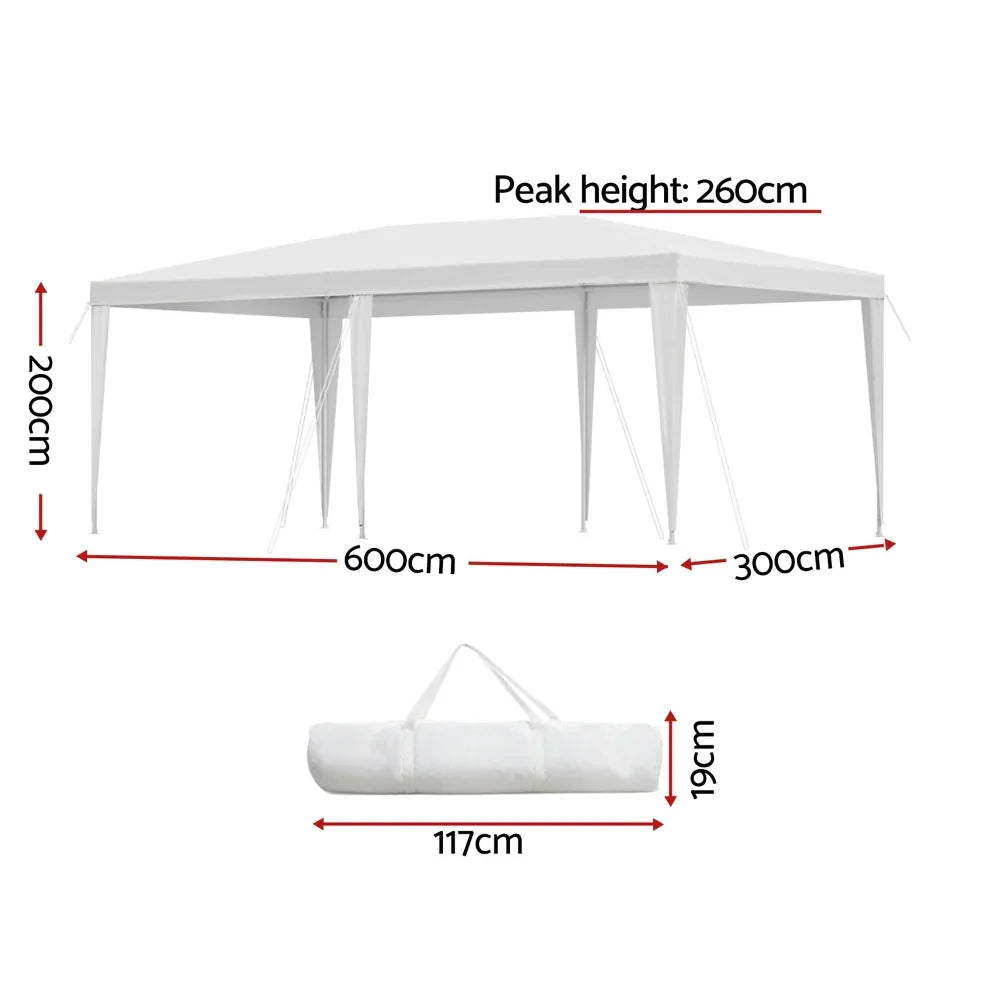 Instahut Gazebo 3x6m Wedding Party Marquee Tent Outdoor Event Camping Canopy Shade White - Mekamart Australia