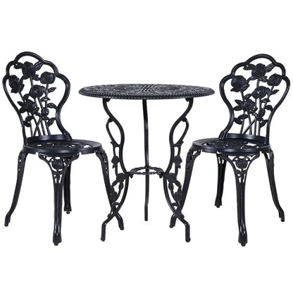 Gardeon 3PC Outdoor Setting Bistro Set Chairs Table Cast Aluminum Rose Black - Mekamart Australia