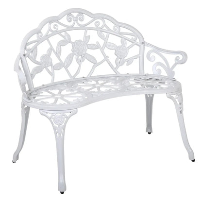 Gardeon Outdoor Garden Bench Seat 100cm Cast Aluminium Outdoor Patio Chair Vintage White - Mekamart Australia