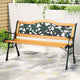 Gardeon Outdoor Garden Bench Seat 126cm Wooden Cast Iron 3 Seater Patio Furniture - Mekamart Australia