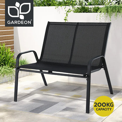 Gardeon Garden Bench Seat Steel Outdoor Patio Park Lounge Backyard Chair Black - Mekamart Australia