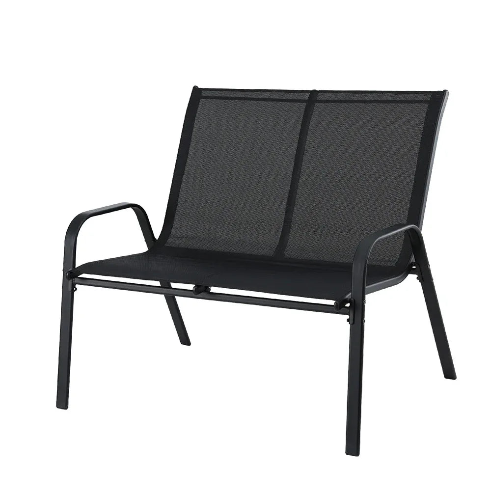 Gardeon Garden Bench Seat Steel Outdoor Patio Park Lounge Backyard Chair Black - Mekamart Australia