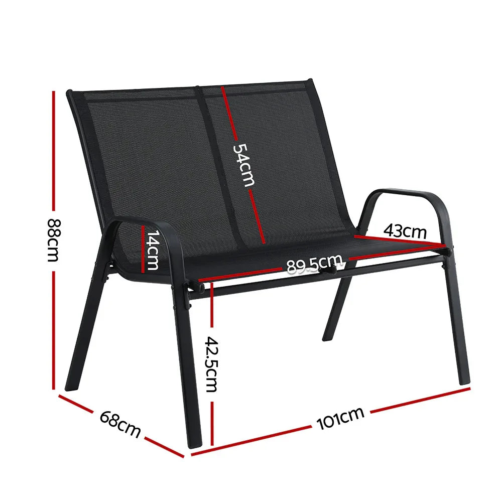 Gardeon Garden Bench Seat Steel Outdoor Patio Park Lounge Backyard Chair Black - Mekamart Australia