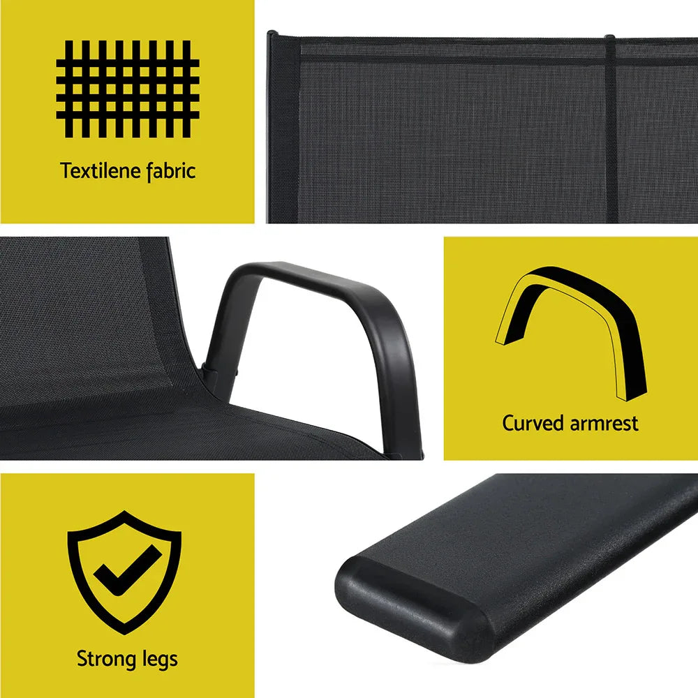 Gardeon Garden Bench Seat Steel Outdoor Patio Park Lounge Backyard Chair Black - Mekamart Australia