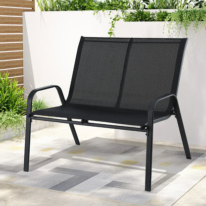Gardeon Garden Bench Seat Steel Outdoor Patio Park Lounge Backyard Chair Black - Mekamart Australia